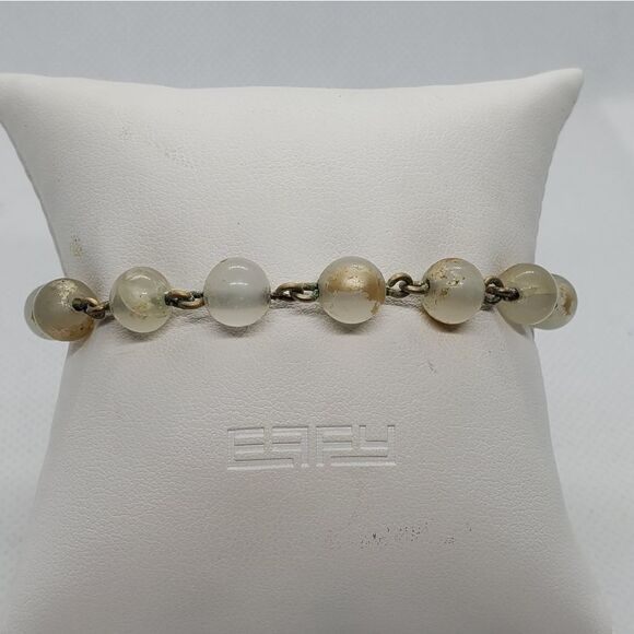 Vintage Jewelry - Vintage Silver Tone & Glass Bead Bracelet
